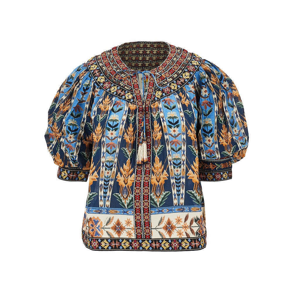 Farm Rio Tapestry Print Cotton Blouse